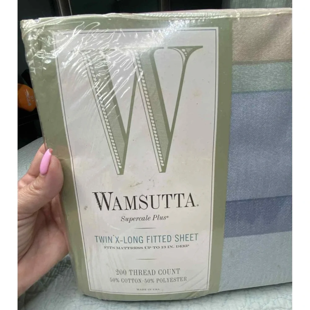 Vintage Wamsutta Supercale Plus plaid Twin X-long‎ Fitted Sheet 39x81